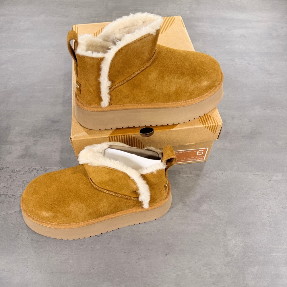 Koolaburra by UGG Boots Women 6 Koola Ultra Mini Platform Chestnut Suede $95